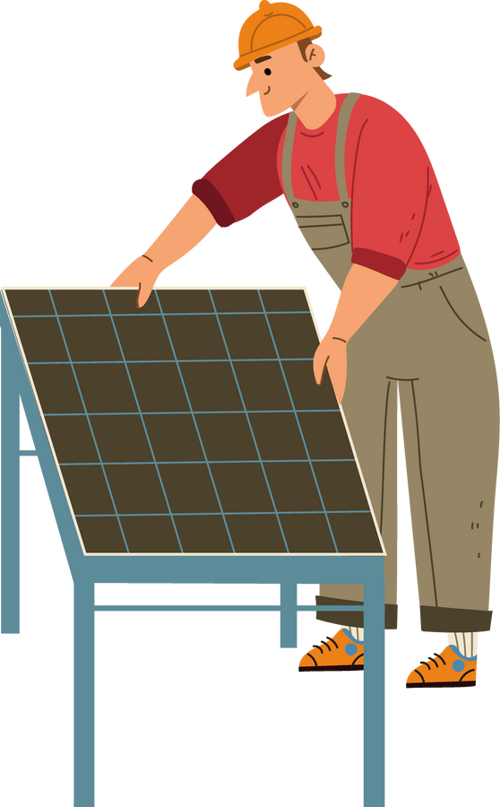 Technician Installs Solar Panel